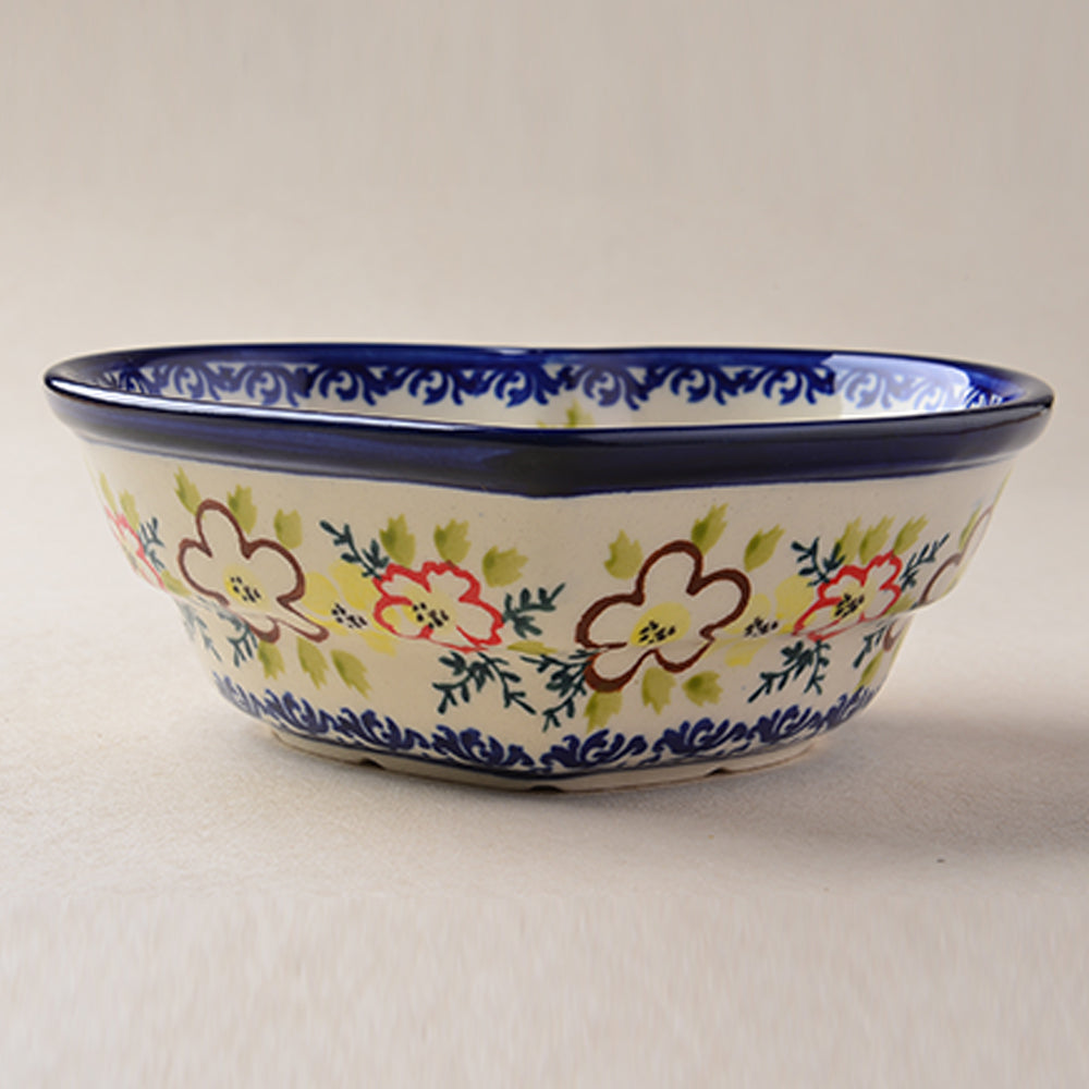 Handmade Polish Pottery Zaklady heart shaped bowl,snack bowl,16cm desert blossom Boleslawiec Ceramics