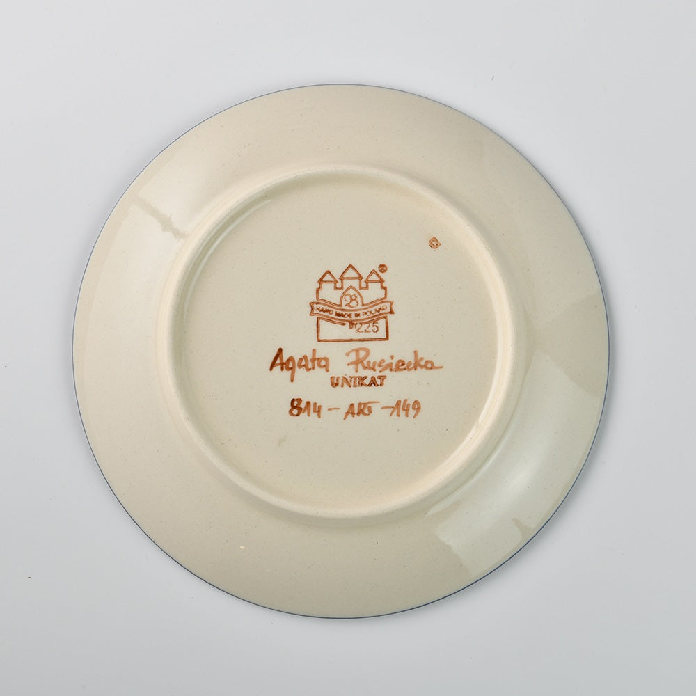 Handmade Polish Pottery Zaklady round serving plate 19cm spring sojourn Boleslawiec Ceramics