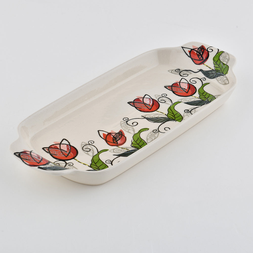 Handmade Polish Pottery Zaklady rectangular plate 33cm butterfly reverie Boleslawiec Ceramics