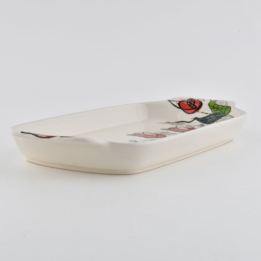 Handmade Polish Pottery Zaklady rectangular plate 33cm butterfly reverie Boleslawiec Ceramics