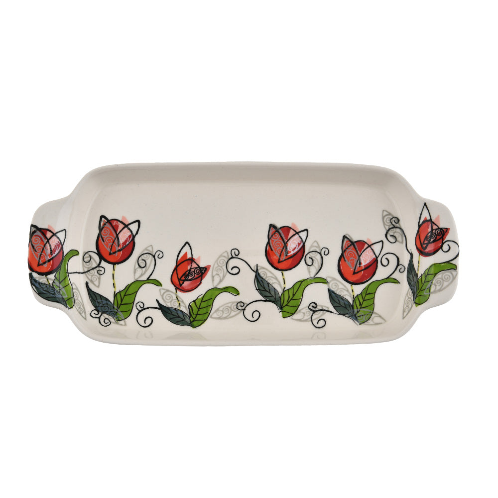 Handmade Polish Pottery Zaklady rectangular plate 33cm butterfly reverie Boleslawiec Ceramics