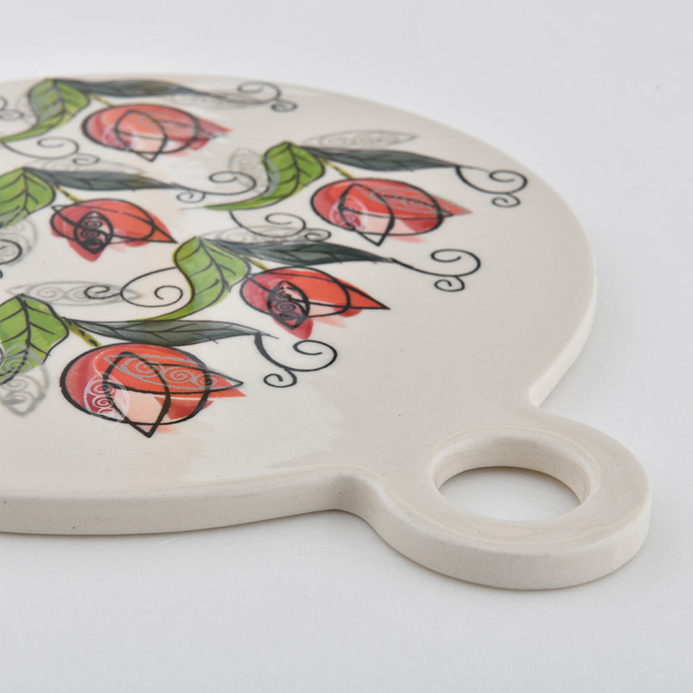 Handmade Polish Pottery Zaklady round serving board 28x23cm butterfly reverie Boleslawiec Ceramics