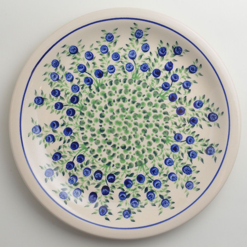 Handmade Polish Pottery Zaklady round serving platter 27cm flower freedom Boleslawiec Ceramics