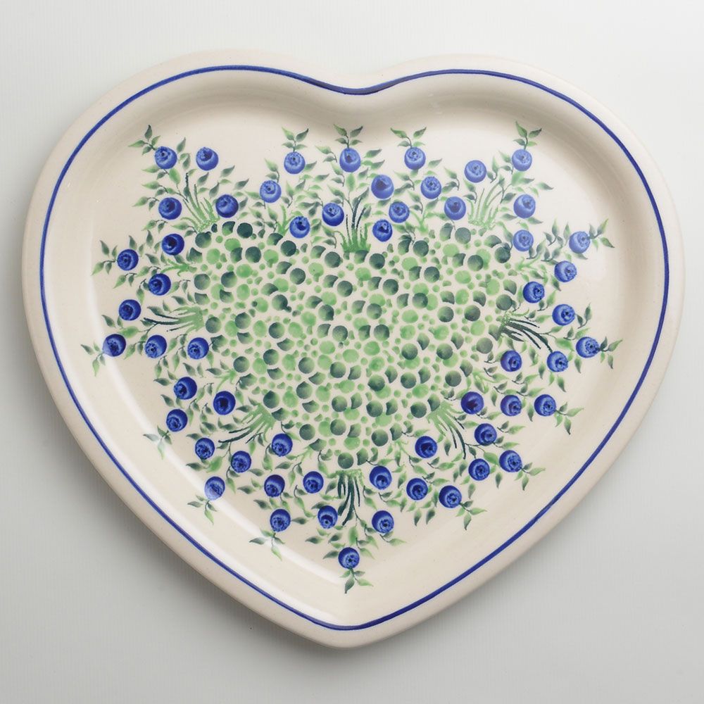 Handmade Polish Pottery Zaklady heart shaped plate,serving plate,27cm flower freedom Boleslawiec Ceramics