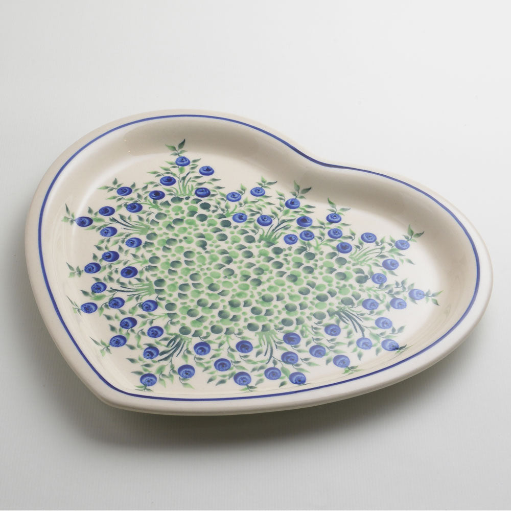 Handmade Polish Pottery Zaklady heart shaped plate,serving plate,27cm flower freedom Boleslawiec Ceramics
