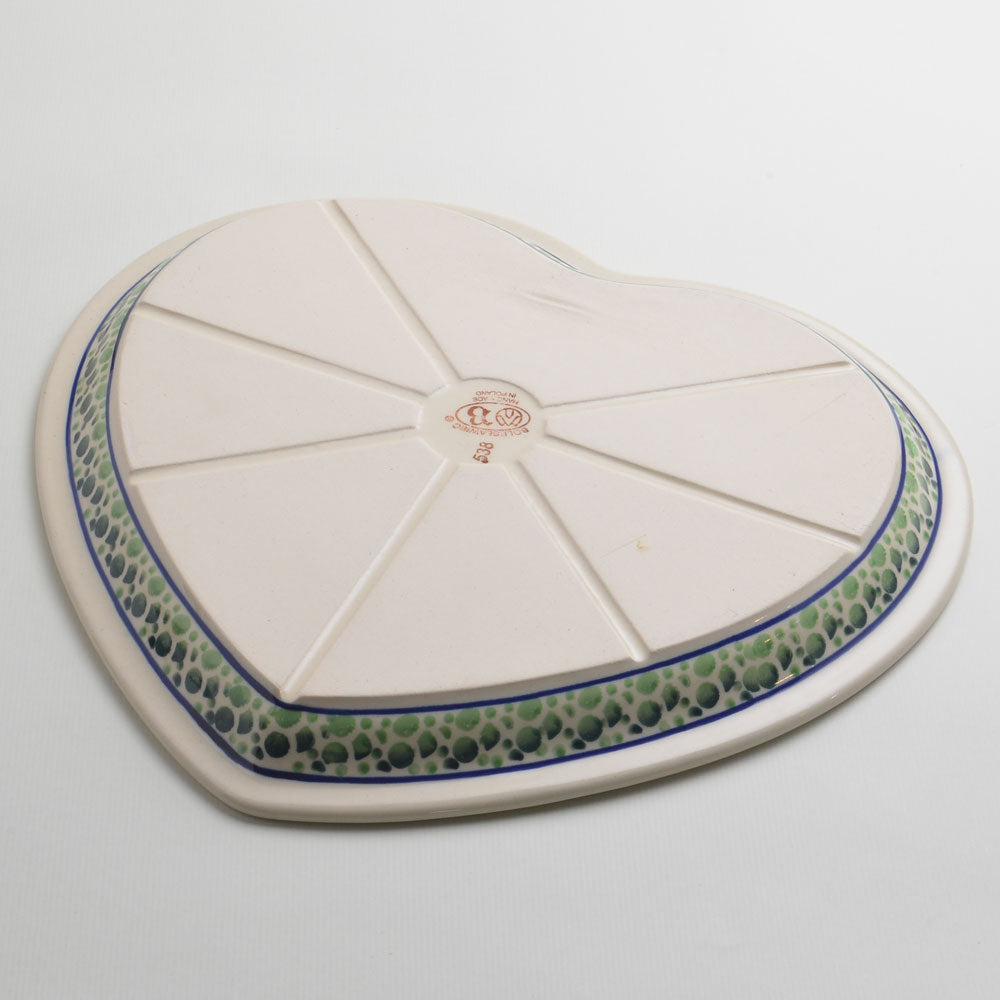 Handmade Polish Pottery Zaklady heart shaped plate,serving plate,27cm flower freedom Boleslawiec Ceramics