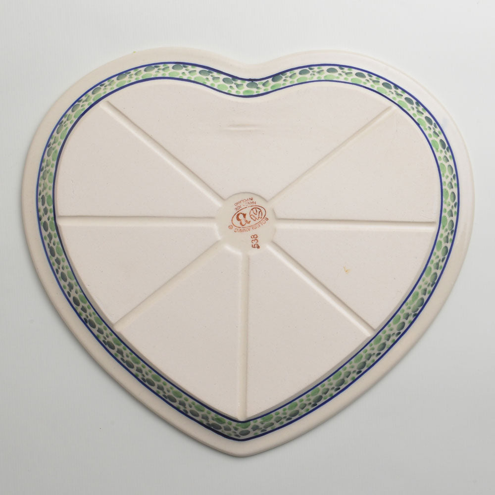 Handmade Polish Pottery Zaklady heart shaped plate,serving plate,27cm flower freedom Boleslawiec Ceramics