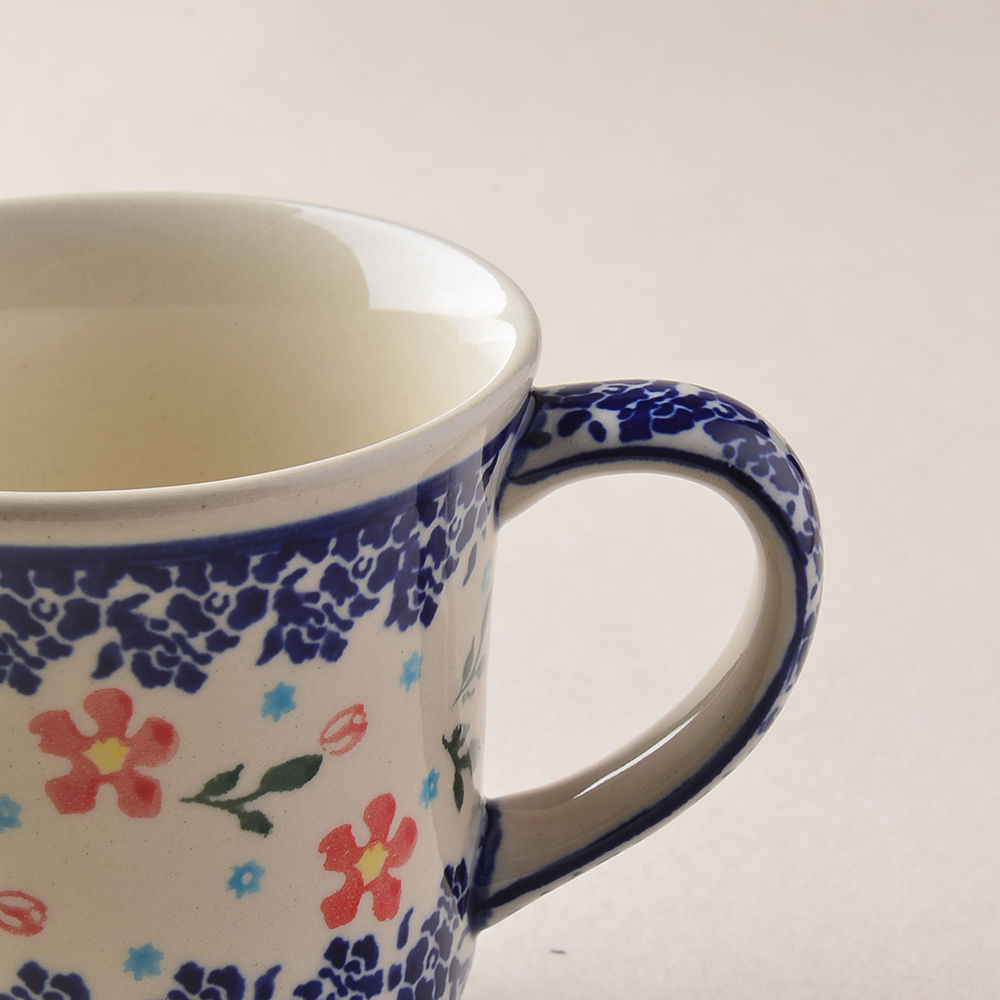 Handmade Polish Pottery Zaklady latte Mug 380ml sweet garden Boleslawiec Ceramics