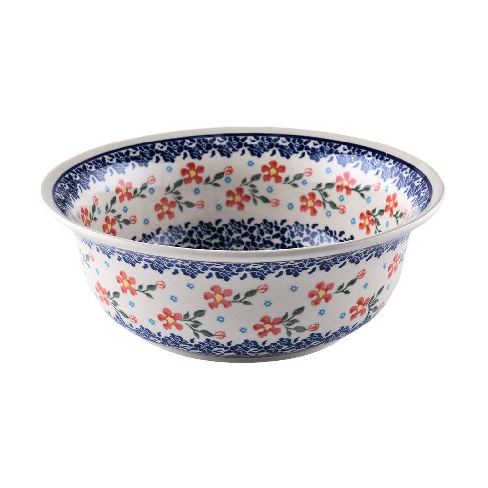 Handmade Polish Pottery Zaklady salad bowl 25cm sweet garden Boleslawiec Ceramics