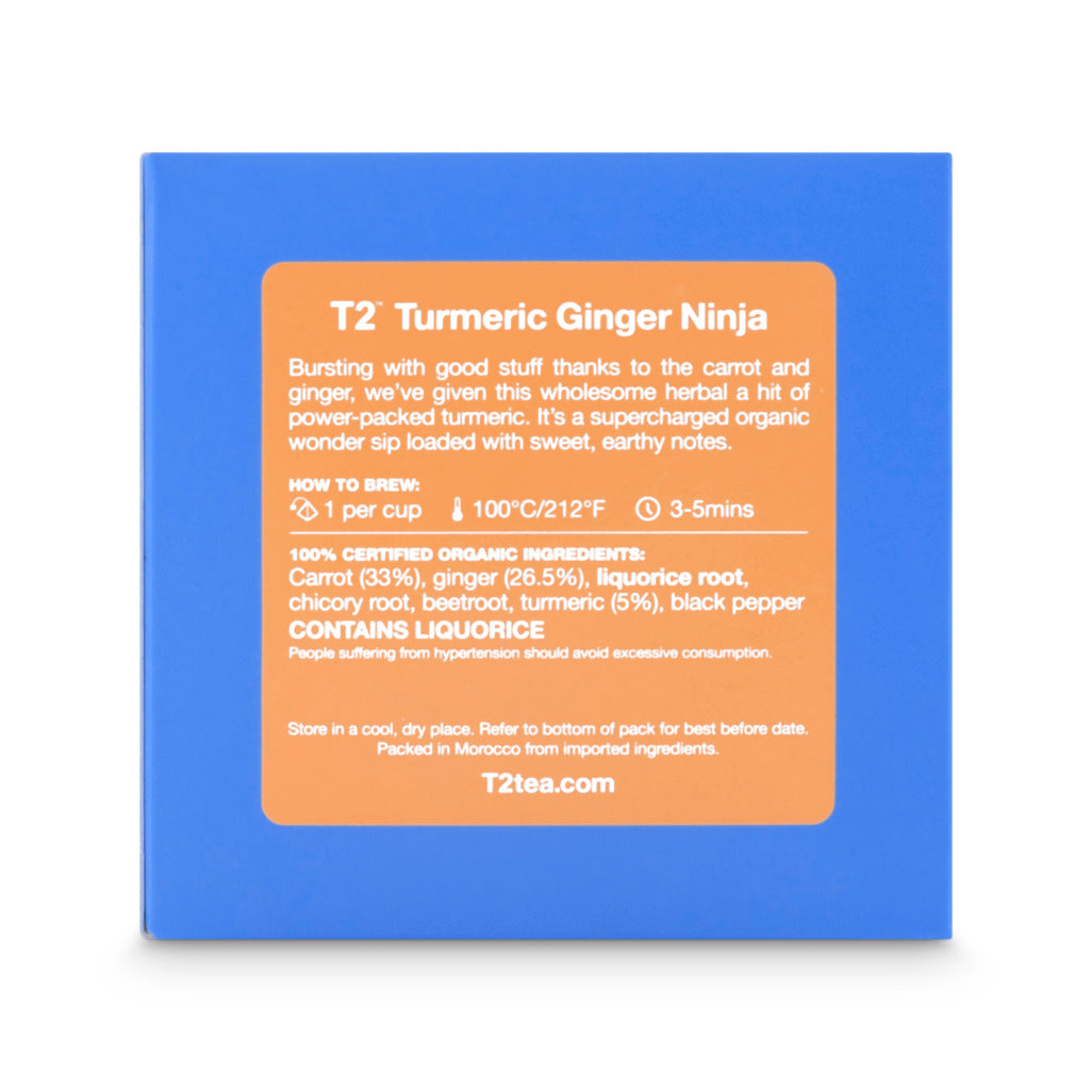 T2 Turmeric Ginger Ninja Tea Bag Cube 25 pack